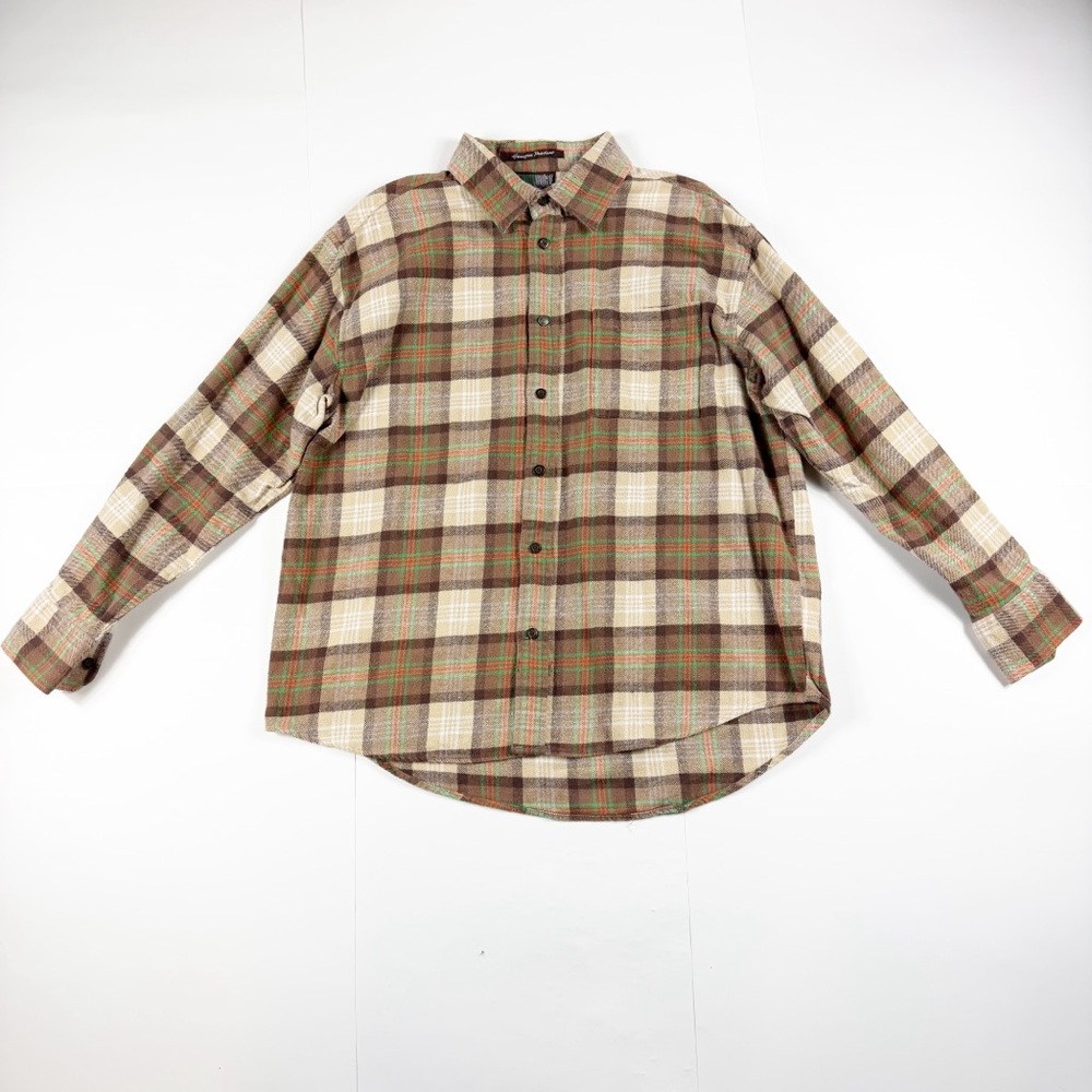 South Pole Men's‎ Plaid Shirt Brown and Cream XXL